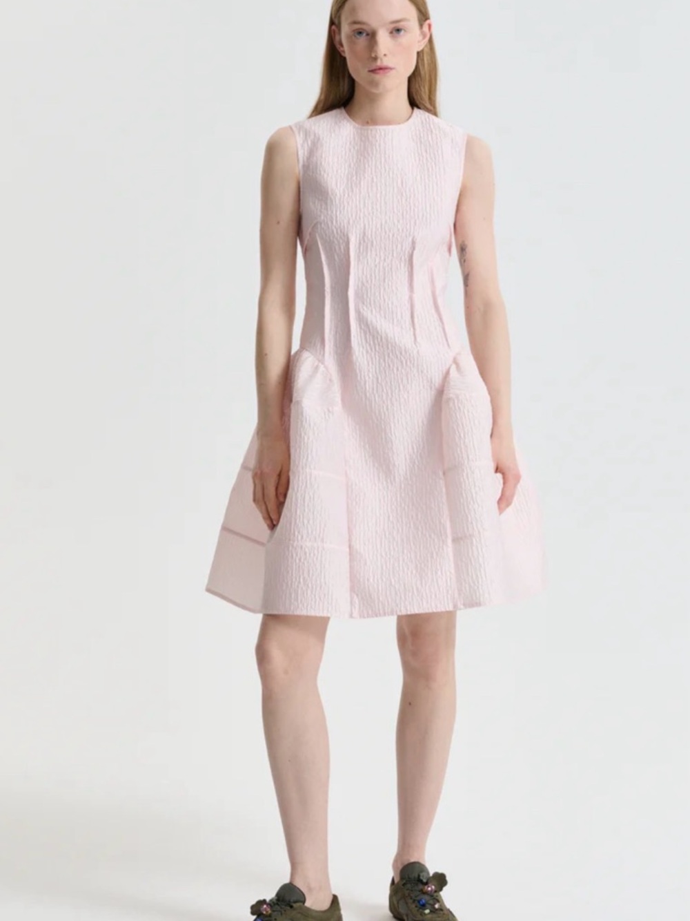 Cecilie Bahnsen Pale Pink Textured Mini Dress